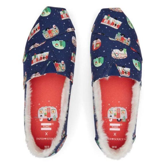 NEW TOMS Alpargata Paper Source Blue Slip On Espadrille‎ Holiday Campers … - Picture 1 of 3